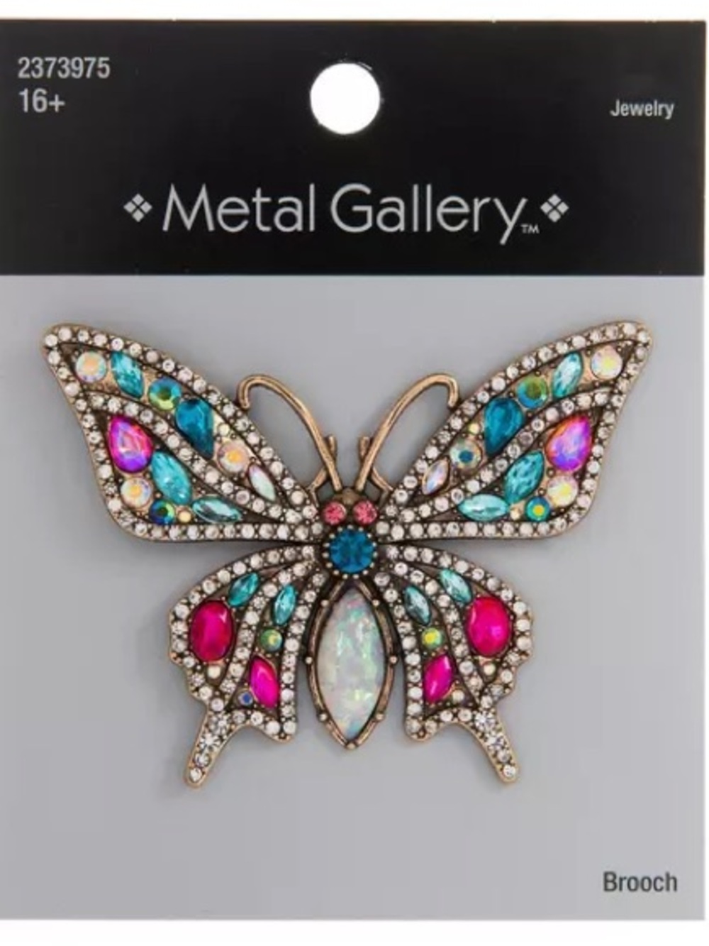 New Metal Gallery Multicolor Crystal Butterfly Brooch